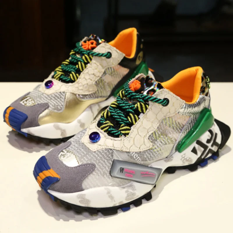 Brand Fashion Platform Women Shoes New Color Matching Student Casual Running  Tide Mesh Breathable Sneakers