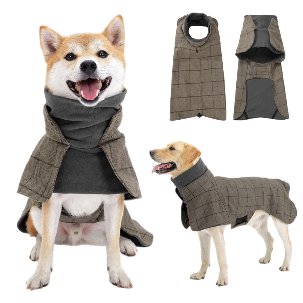 

Ветрозащитная клетчатая куртка для собак для мужчин в британском стиле осенне-зимнее теплое пальто для собак регулируемое праздничное официальное платье с флисовой подкладкой