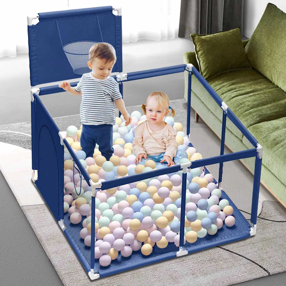 

Bioby Baby Playpen for Children Playpen Baby Fence Kids Ball Pit Pool Baby Playground Pool Ball Baby Kid Indoor Basketball Field
