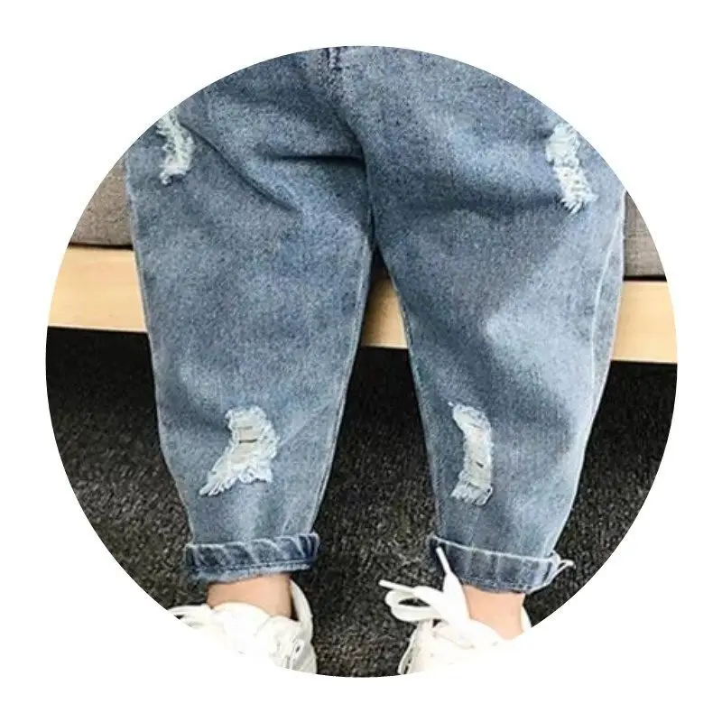 Boys Casual Jeans Children Denim Ripped Jeans Kids Trousers Toddler Girl Fall Clothes 2 3 4 5 Years Baby Harem Pants Baggy Jeans images - 6