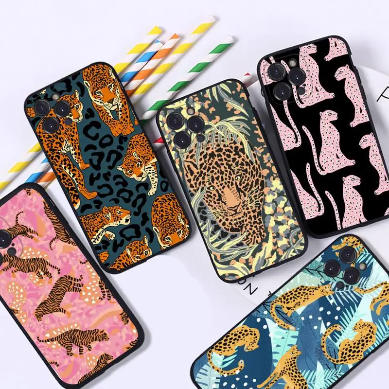 

Cartoon Cool Leopard Phone Case For iPhone 6 7 8 Plus 11 12 13 14 Pro SE 2020 MAX Mini X XS XR Back Funda Cover