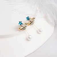 koudoun fashion dream long earrings female girl pearl stud earrings golden stars pearl tassel earrings of women jewelry earrings