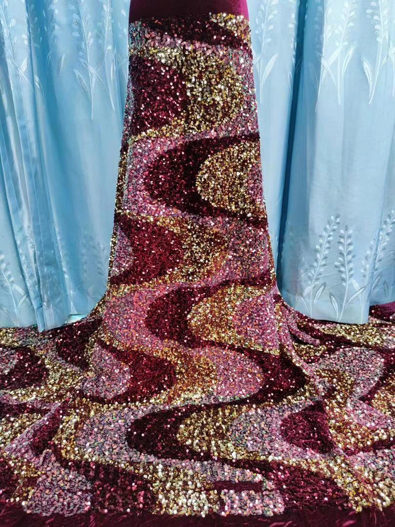 

Hot Sale Fashion New Style African multi color Embroidery Net Lace With Glue Glitter French Fabric Party Evening Dress