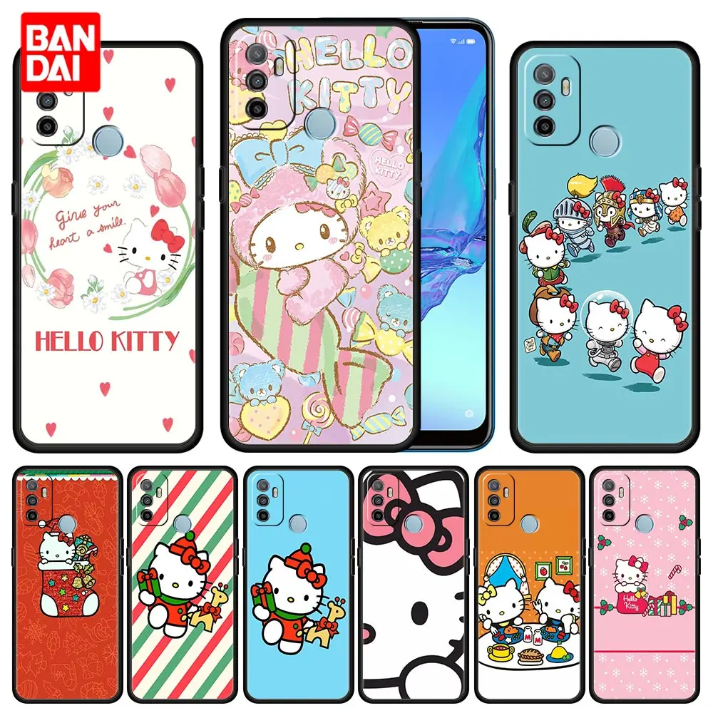 

Case for Oppo A3s A5s A9 A15 A31 A53 A52 A54 A74 A93 A94 F19 Pro 4G 2020 Cell Capinha Luxury Phone Capa Hello Kitty Cartoon