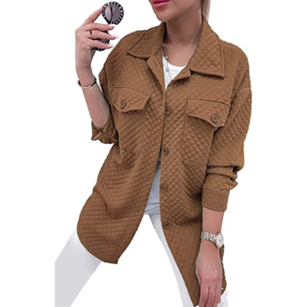 

2022 Autumn New Long Sleeve Jacket Button Collar Casual Top Warm Winter Women's Jacket
