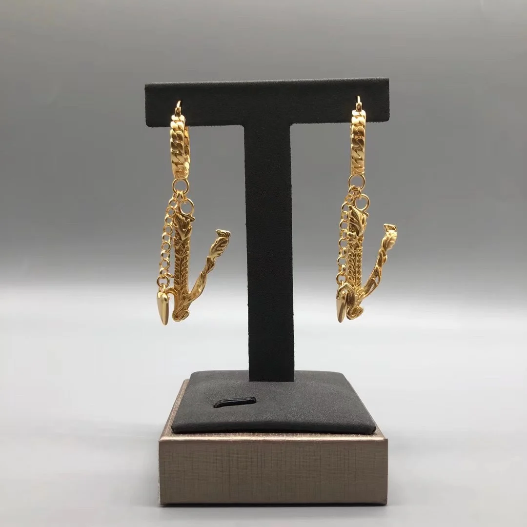 

European and American retro heart-shaped pendant exaggerated letter earrings