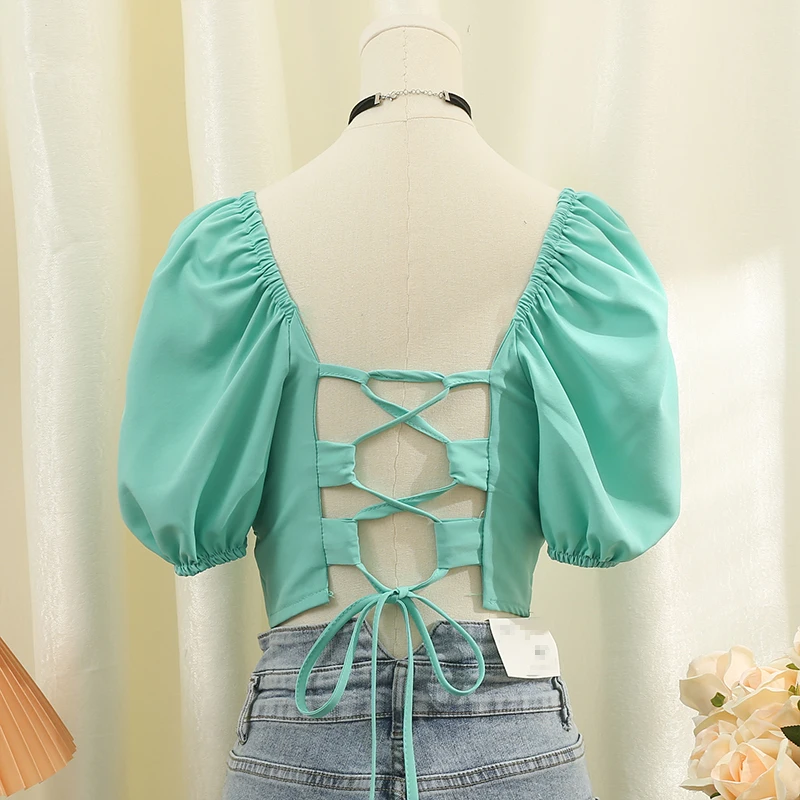 Однотонные укороченные женские футболки Y2K уличная одежда повседневная женская