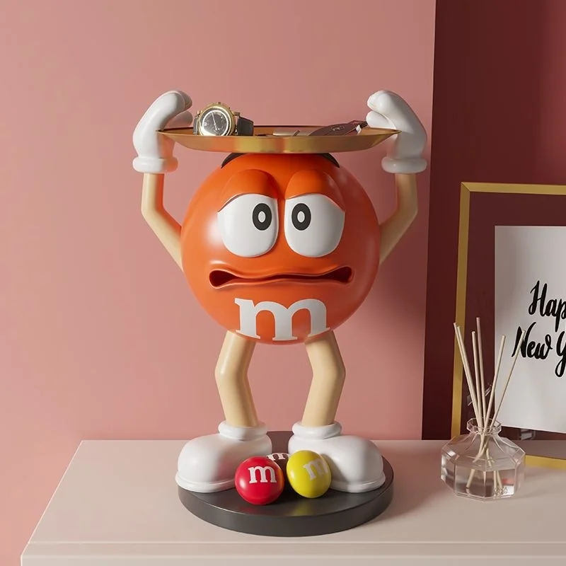 

M Bean Deco M&ms Statue M\&ms Room Decoration Yellow Orange M Bean Doll Table Ornament Storage Tray Nordic Sculpture Decoration