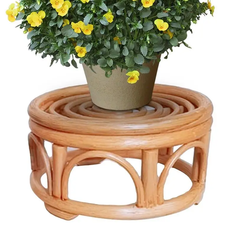 

Round Flower Pot Stand Nordic Flower Riser Stand Rattan Stand Indoor And Outdoor Garden Container Round Supports