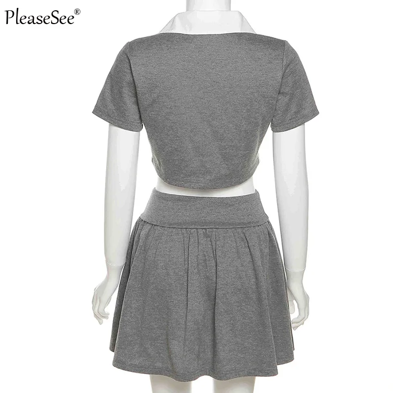 Женский комплект из двух предметов короткий топ и мини-юбка | Комплекты с платьем