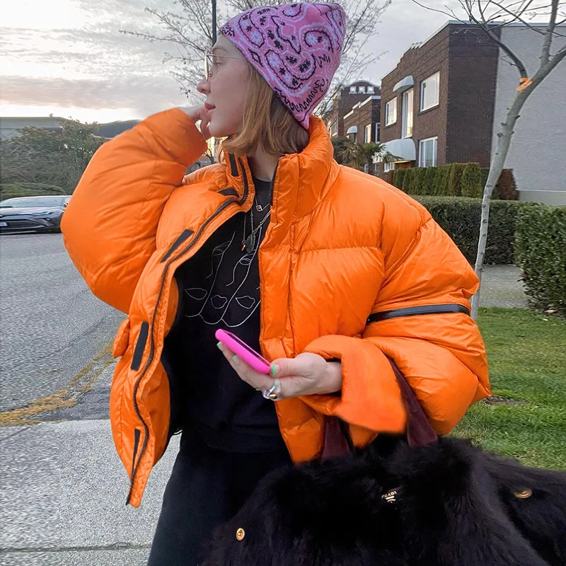 Fashion 2021 Women's Autumn and Winter Solid Color Zipper All-match Thickening Short Padded Jacket Women's Long-sleeved Jacket