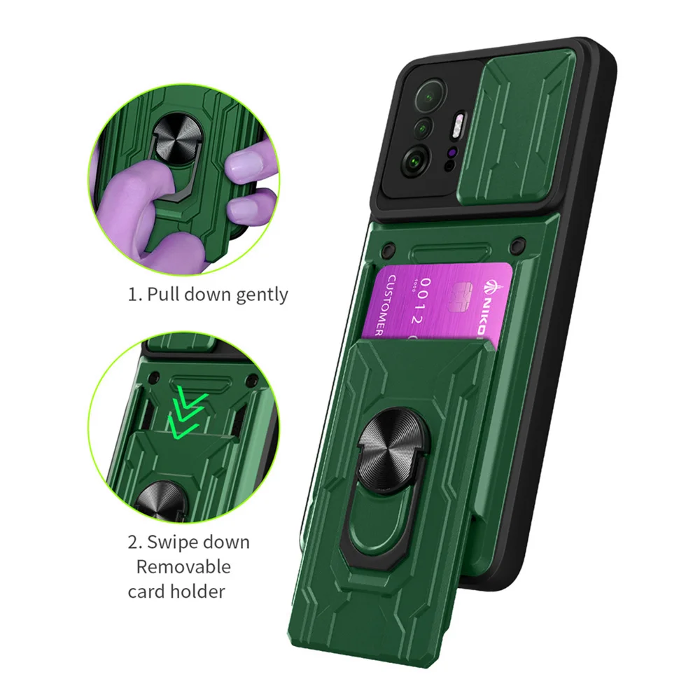 

For Xiaomi11T Pro Case For Mi11T Mi 11T Pro 5G Card Slot Bag Kickstand Camera Protection Cover Xiaomi 11t mi 11 t pro Xiaomi11t