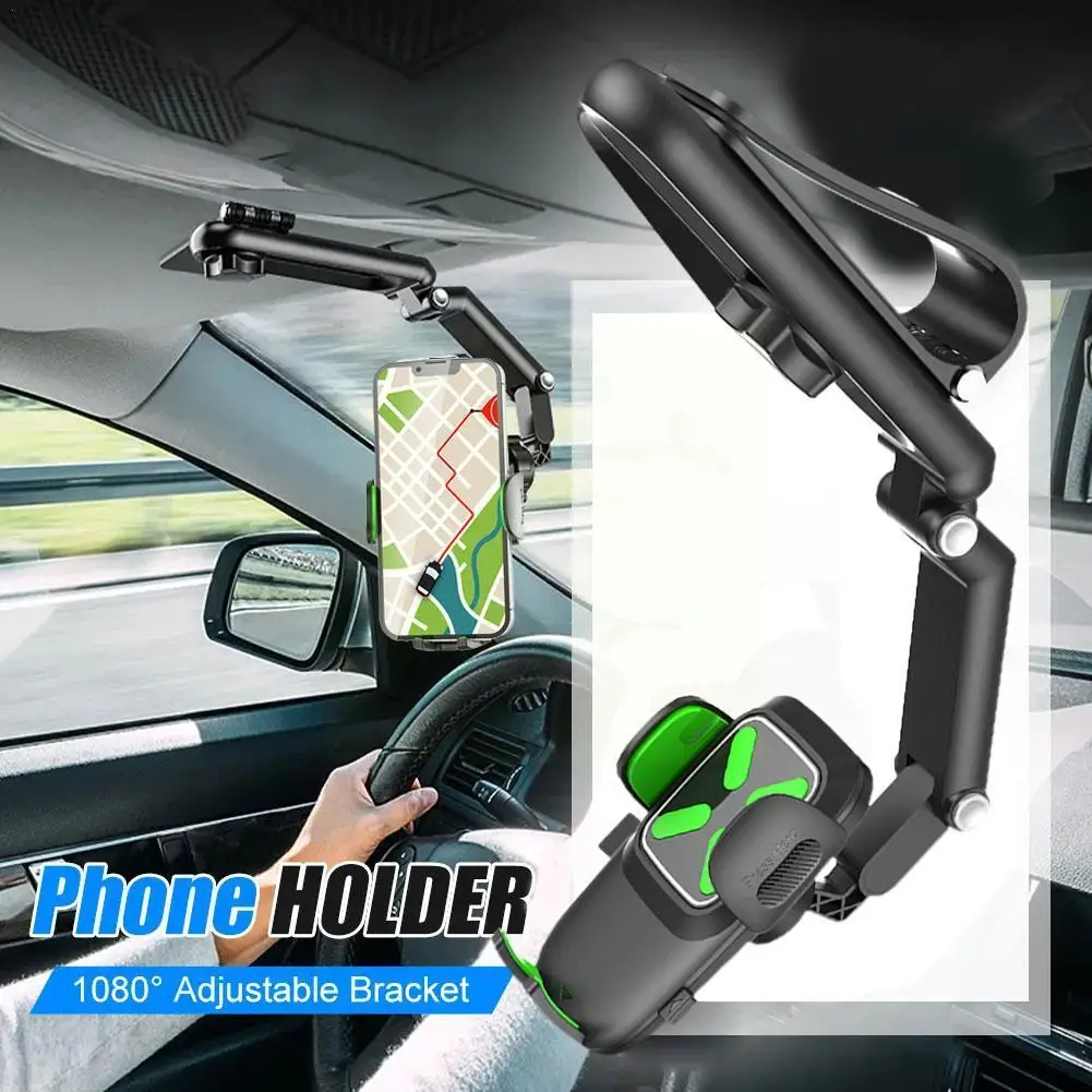 

Многофункциональный Автомобильный держатель для телефона солнцезащитный козырек кронштейн для телефона Регулируемый на 1080 ° поддержка телефона для IPhone Samsung Xia A6V7