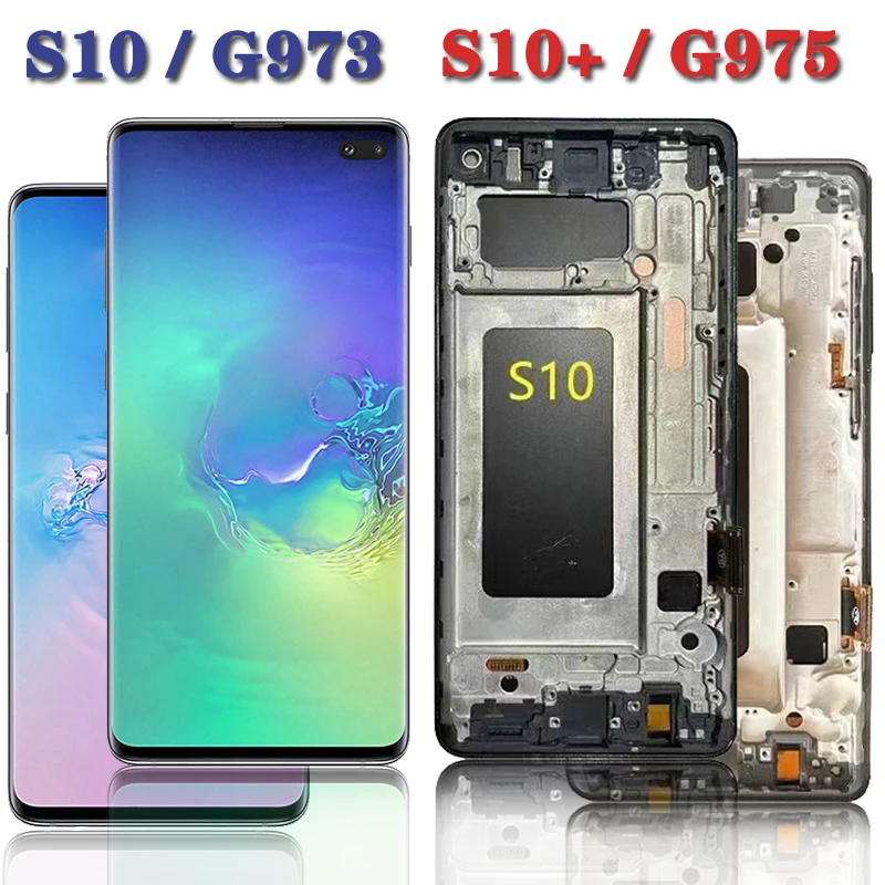 6.4"100% Test For Samsung galaxy S10 plus G973 SM-G975 Display and Panel Touch Screen Digitizer Replacement for s10 G973 lcd