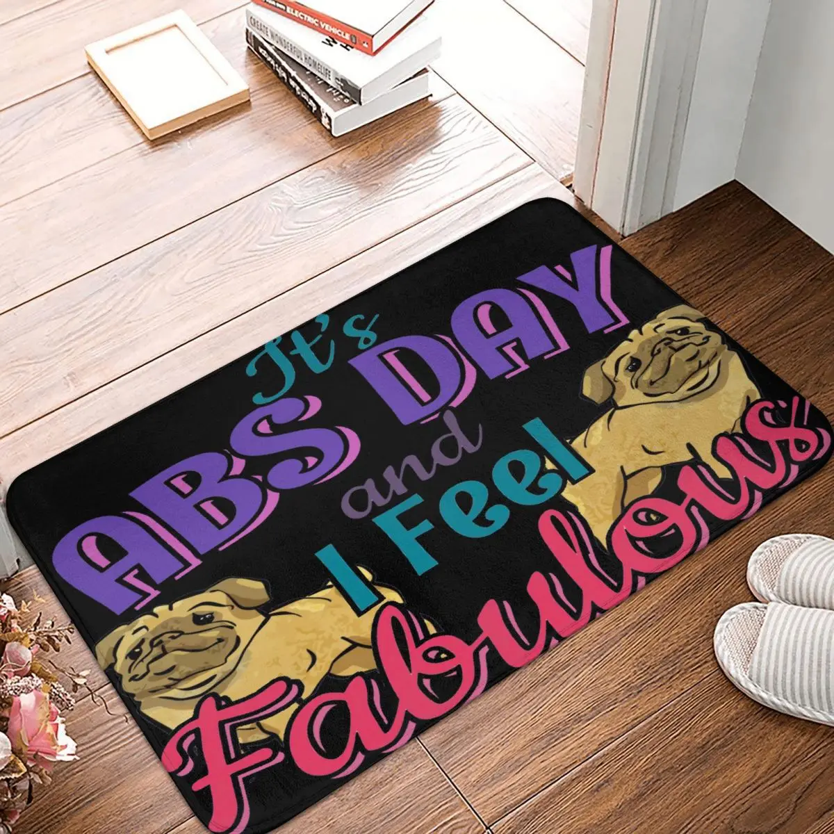 

Abs Day Feel Fabulous Core Workout Quote Carpet, Polyester Floor Mats Retro Anti-Slip Outdoor Festivle Gifts Mats Customizable