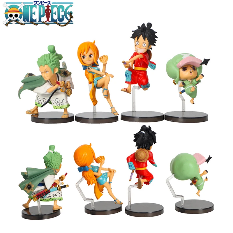 

Anime One Piece Cute Action Figure 4pcs Luffy Roronoa Zoro Nami Chopper of Wano Country Figure Toy Model Gifts for Children