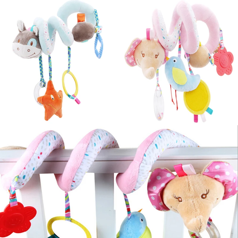 

Baby Stroller Toy Animal Cute Mobile Bed Crib Car Hanging Stroller Spiral Plush Appease Doll Teether Developmental Rattles Toy