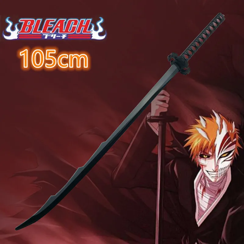 

1:1 Bleach Sword Kurosaki Ichigo Sword Sky Lock Moon Black Knife Zanpakutou Ninja Katana Knife Sword Weapon Props Safety PU Toy