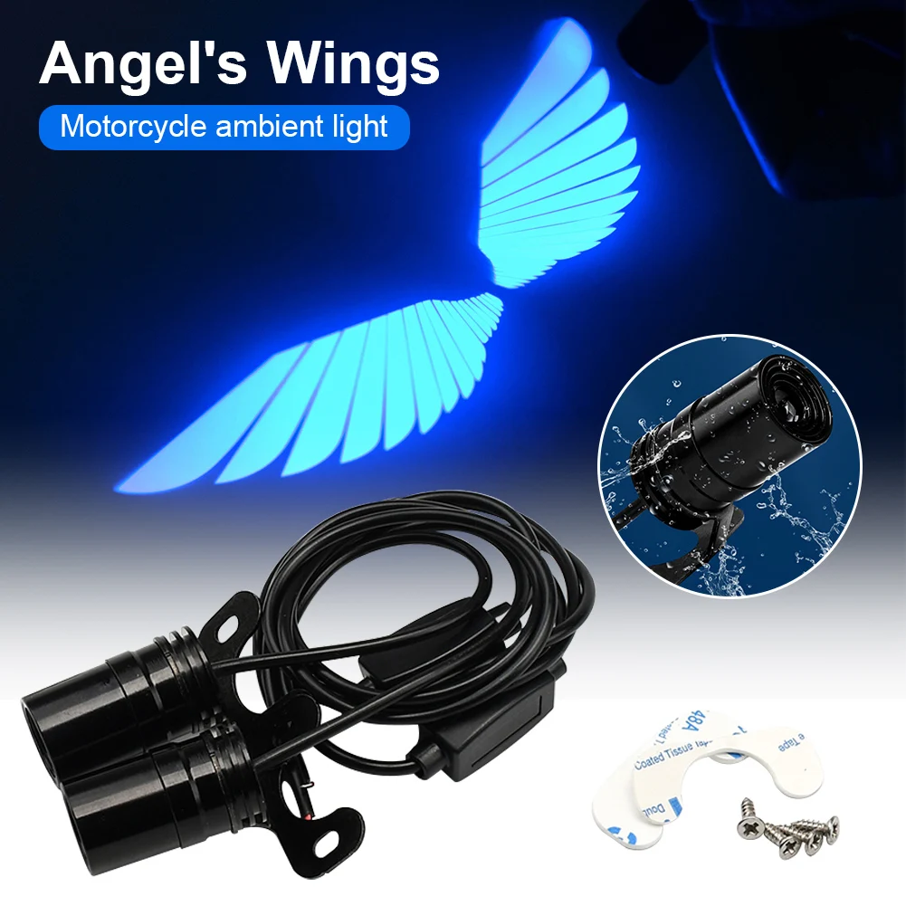 2 проекционных фонаря для мотоциклов Angel Wings универсальные водонепроницаемые