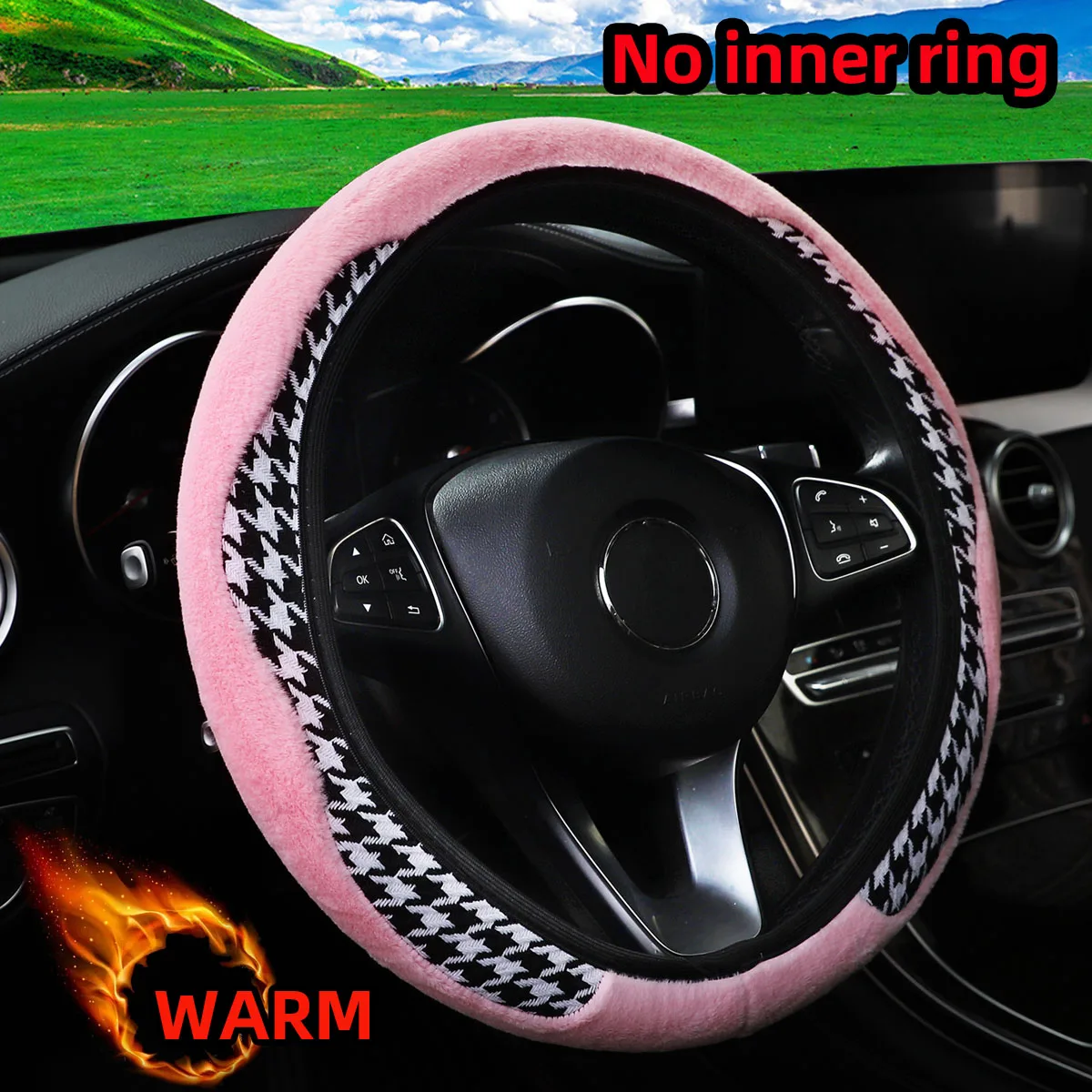 1 зимний плюшевый мягкий чехол на руль из кроличьего меха без внутреннего кольца