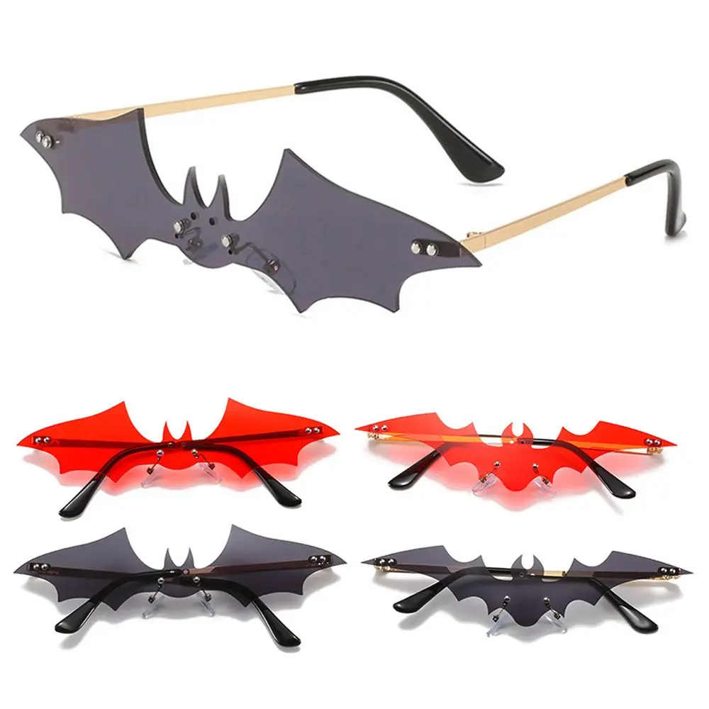 

New Bat Shaped Sunglasses Women Trendy Rimless Slim Sunglasses Novelty Metal Frame Sun Glasses Party Sunglasses