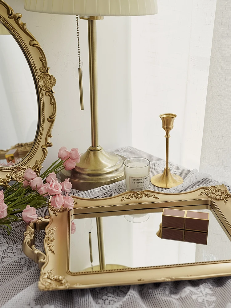 Ретро Роскошный резной зеркальный лоток из полипропилена пластиковый спрей