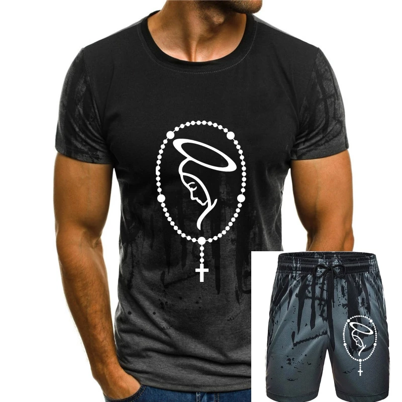 

Футболка с изображением Святой четки, летняя повседневная мужская футболка с изображением девы Марии католики, качественная дышащая футболка белого цвета