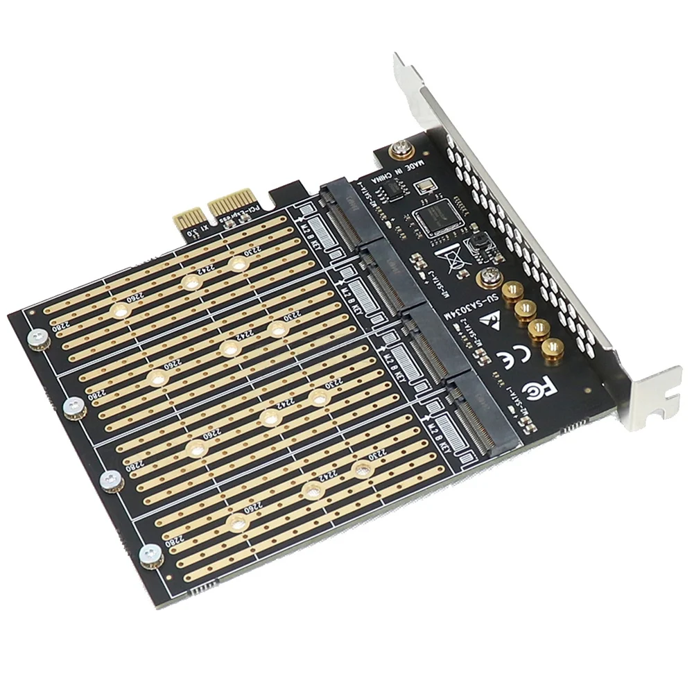 

Адаптер PCIe-NVME, ключ B M2 M.2, 4 порта NGFF SATA SSD 10 Гбит/с к PCI Express X1, адаптер PCI-E M.2, переходник для карты расширения