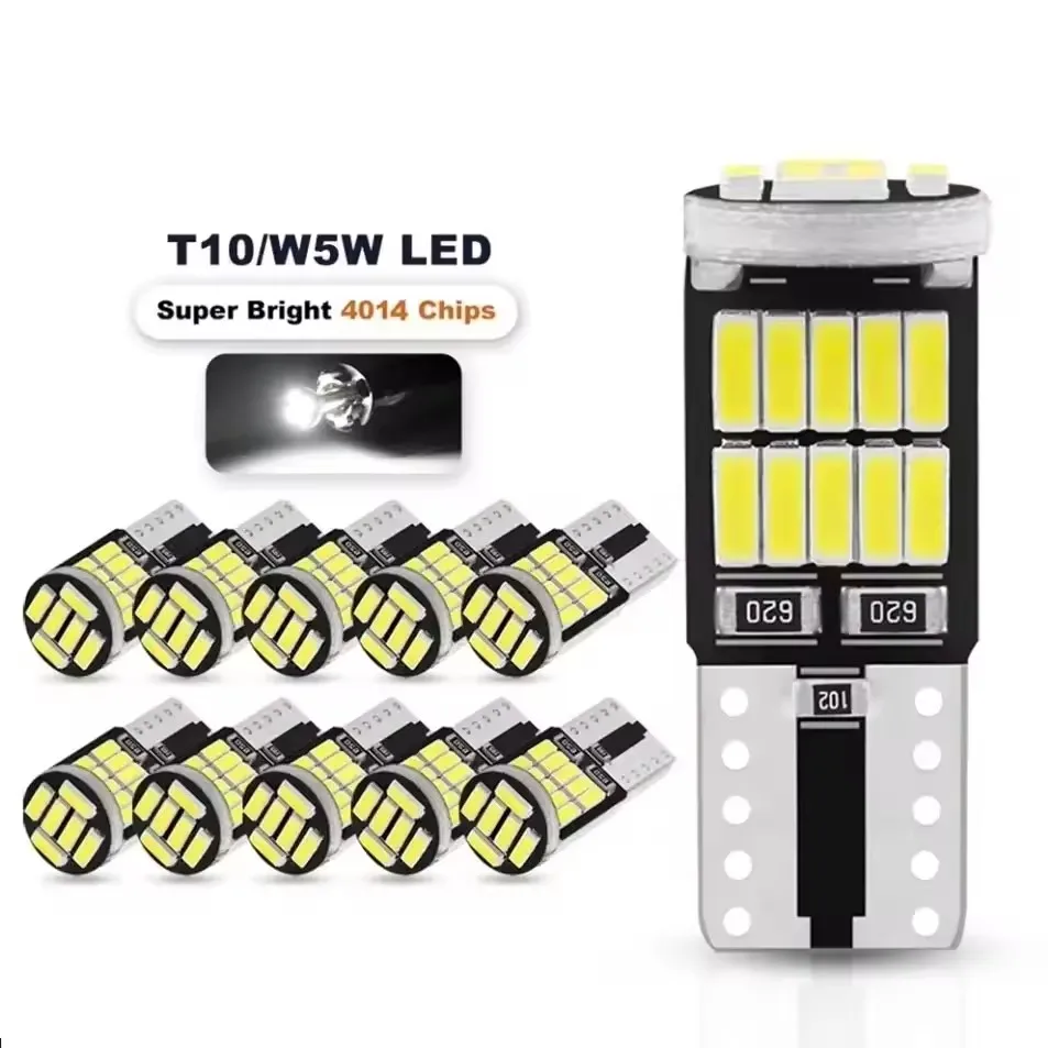 

10 шт. W5W T10 Светодиодные лампы Canbus 4014 SMD 6000K 168 194 DC 12 В 5w5 Автомобильный салон купола для чтения номерного знака Диодная сигнальная лампа