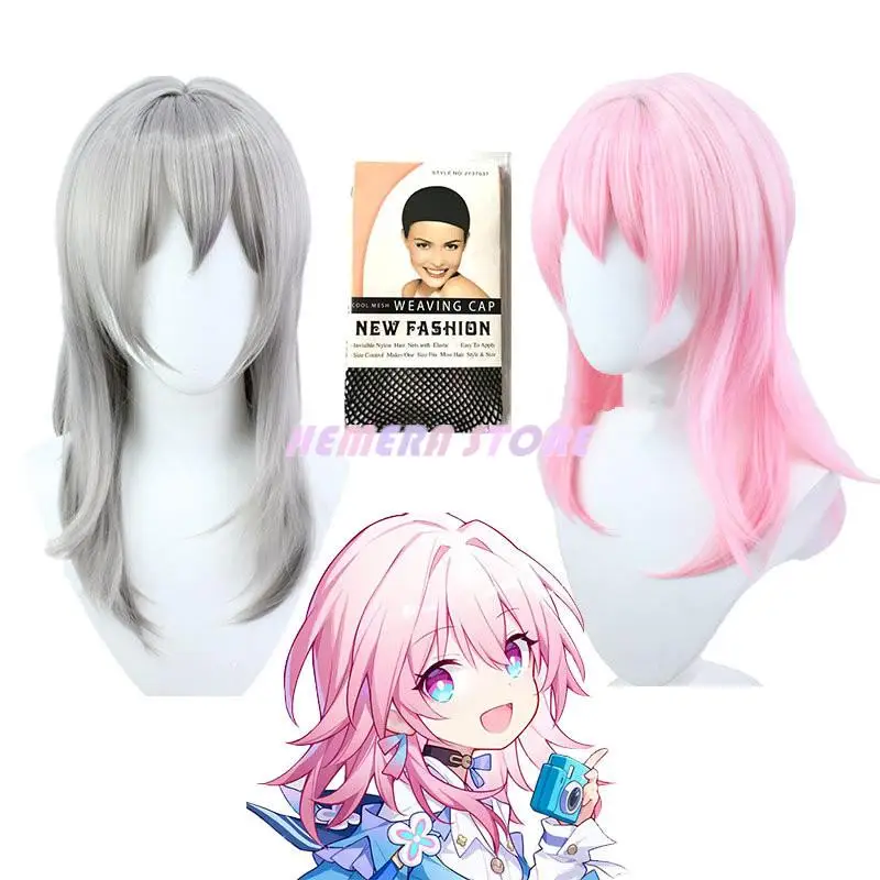 

Game Honkai Star Rail March 7th Cosplay Wig Female Trailblazer Cos Wigs Heat Resistant Halloween Party Role Play Prop Sets