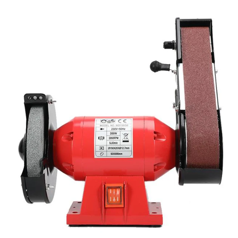 High Power Bench Type Grinding Wheel Belt All-In-One Multi-Function Miniature Grinder Belt Polishing Machine 230V 350W