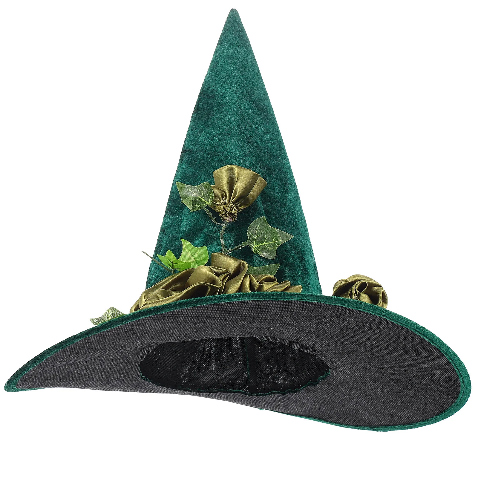 

Vine Witch Hat Ornament Halloween Flower Design Green Decor Props Silk Cloth Party Costume Adult