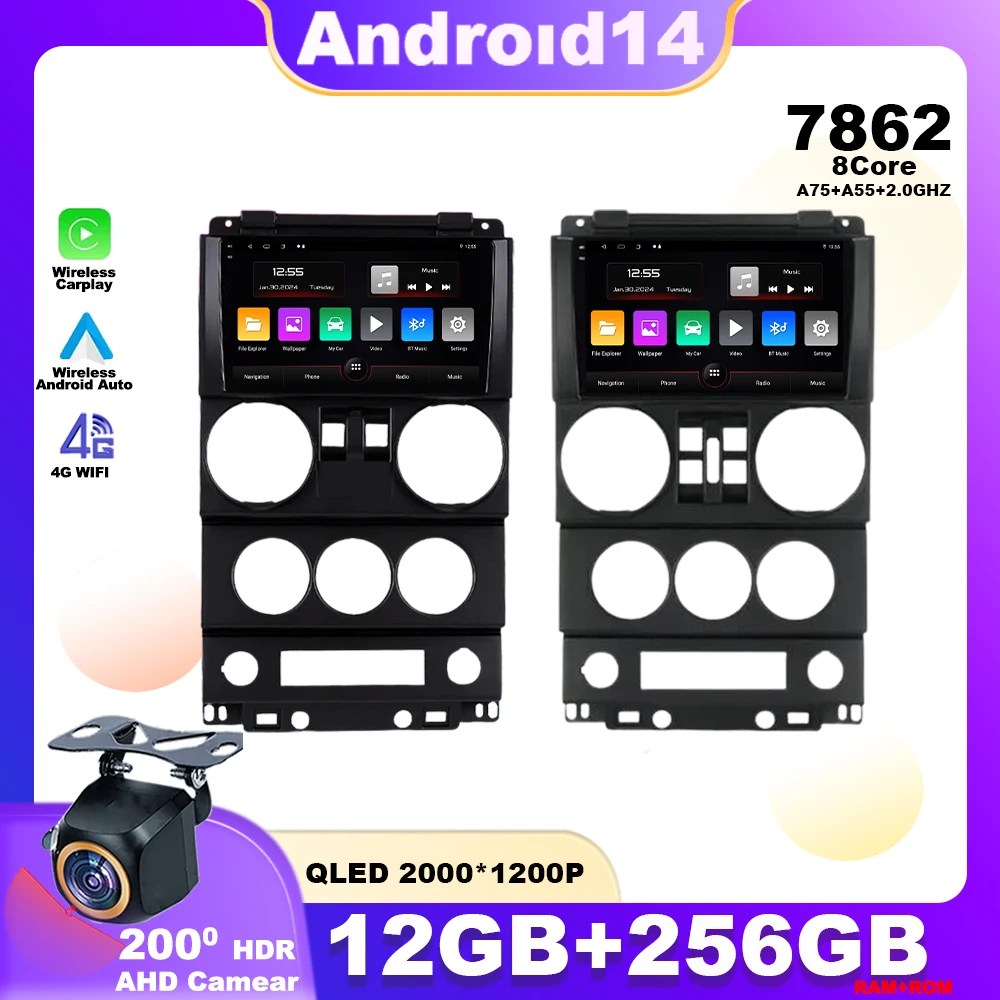 Android 14 для Jeep Wrangler Unlimited 3 JK 2008 - 2010 автомобильное радио мультимедийный плеер