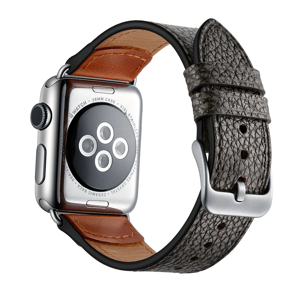 Genuine Leather Loop Strap For Apple Watch Band 5 4 3 2 1 Series 38mm 40mm Men Women Watch Band 44mm 42mm iwatch Bracelet
