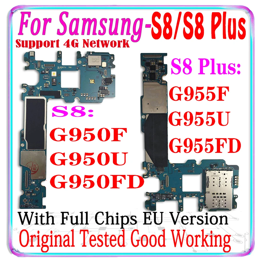 Оригинальная разблокированная материнская плата 4g LTE для Samsung Galaxy S8 Plus G955F G955FD G955U