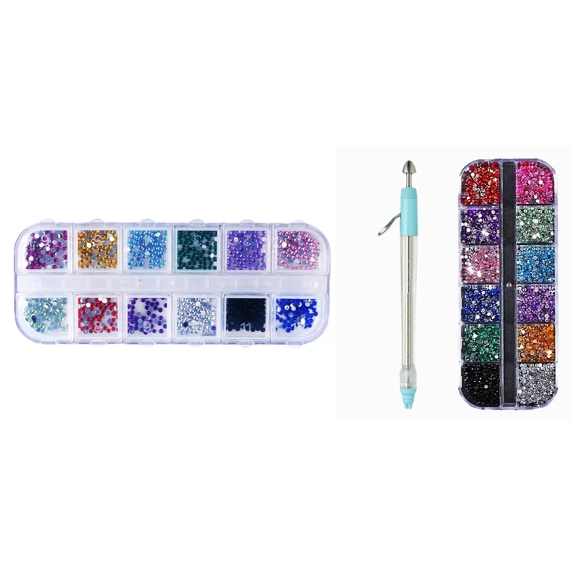 

1200Pcs New Nail Art Rhinestones Glitters Tips Decoration With Multifunction Nail Point Diamond Pen Point Diamond Pen