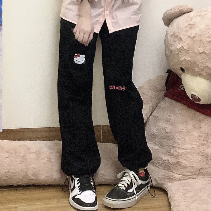 

Kawaii Sanrio Hellokitty Trousers Anime Student Sweatpants Printed Wide Leg Pants Spring Autumn Winter Casual Pants Girls Gift
