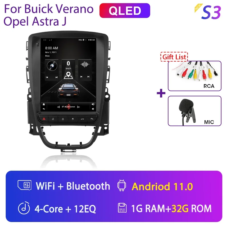 

Автомагнитола на Android 12 для Opel Astra Vauxhall Buick Verano 2009-2015, мультимедийное видео, головное устройство 2Din для Carplay, стерео, динамик, аудио