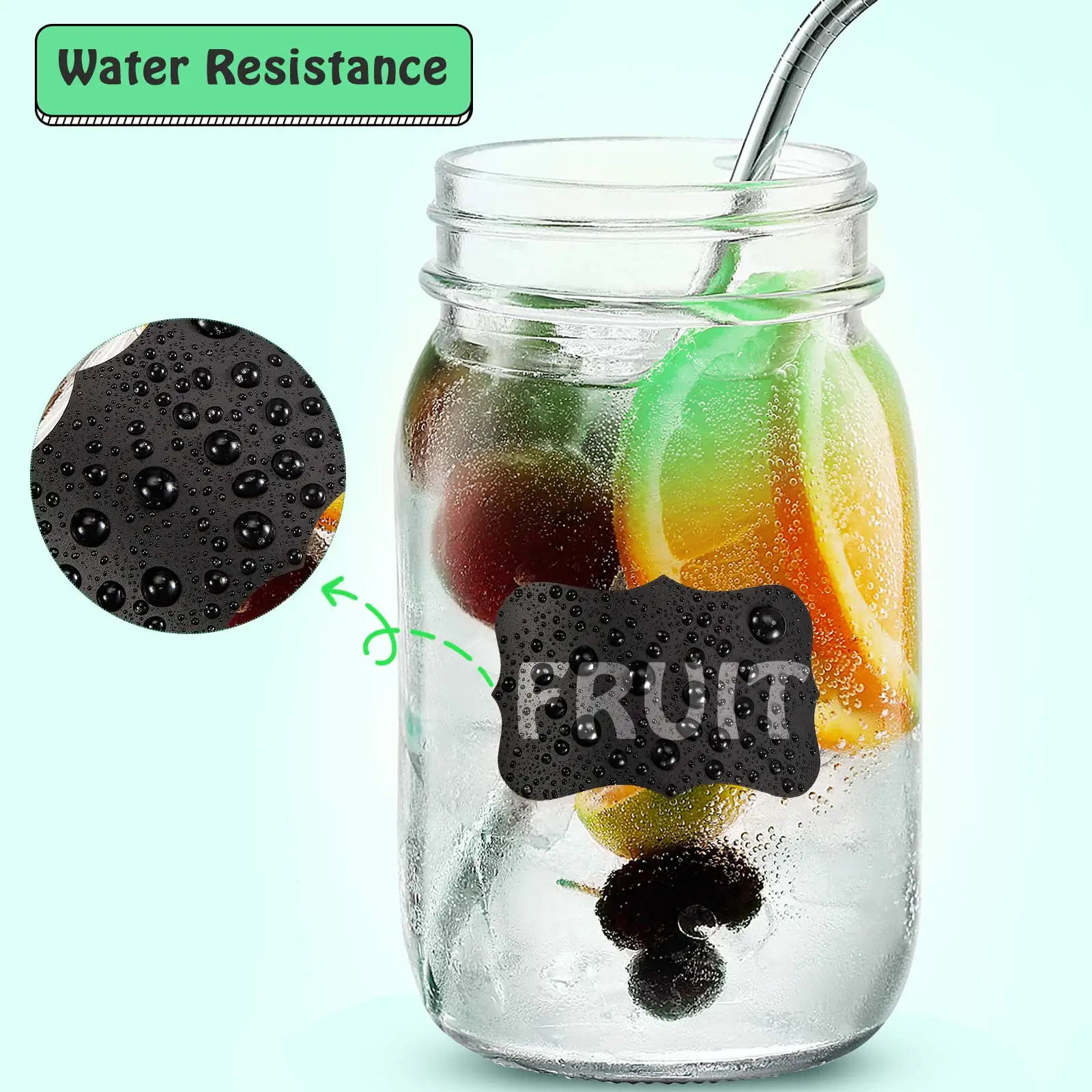 

Black Resuable Chalkboard Sticker Labels for Storage Bins Glass Jars Canisters Bottles Pantry Crafts with 1pc White Chalk Marker