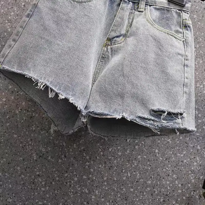 New Casual High Waist Denim Shorts Women Summer Pocket Tassel Hole Ripped jeans Short Female Femme Short Pants N3 enlarge