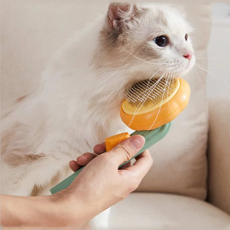 

Pet Hair Remover Pumpkin Dog Massage Grooming Roller Combing Cat Self Cleaning Slicker Brush Lint Remover For Clothing Products