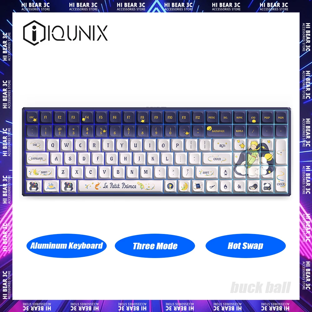 

Беспроводная механическая клавиатура IQUNIX F97, алюминиевая трехрежимная игровая клавиатура с горячей заменой, 100 клавиш, динамическая RGB-клавиатура для ПК