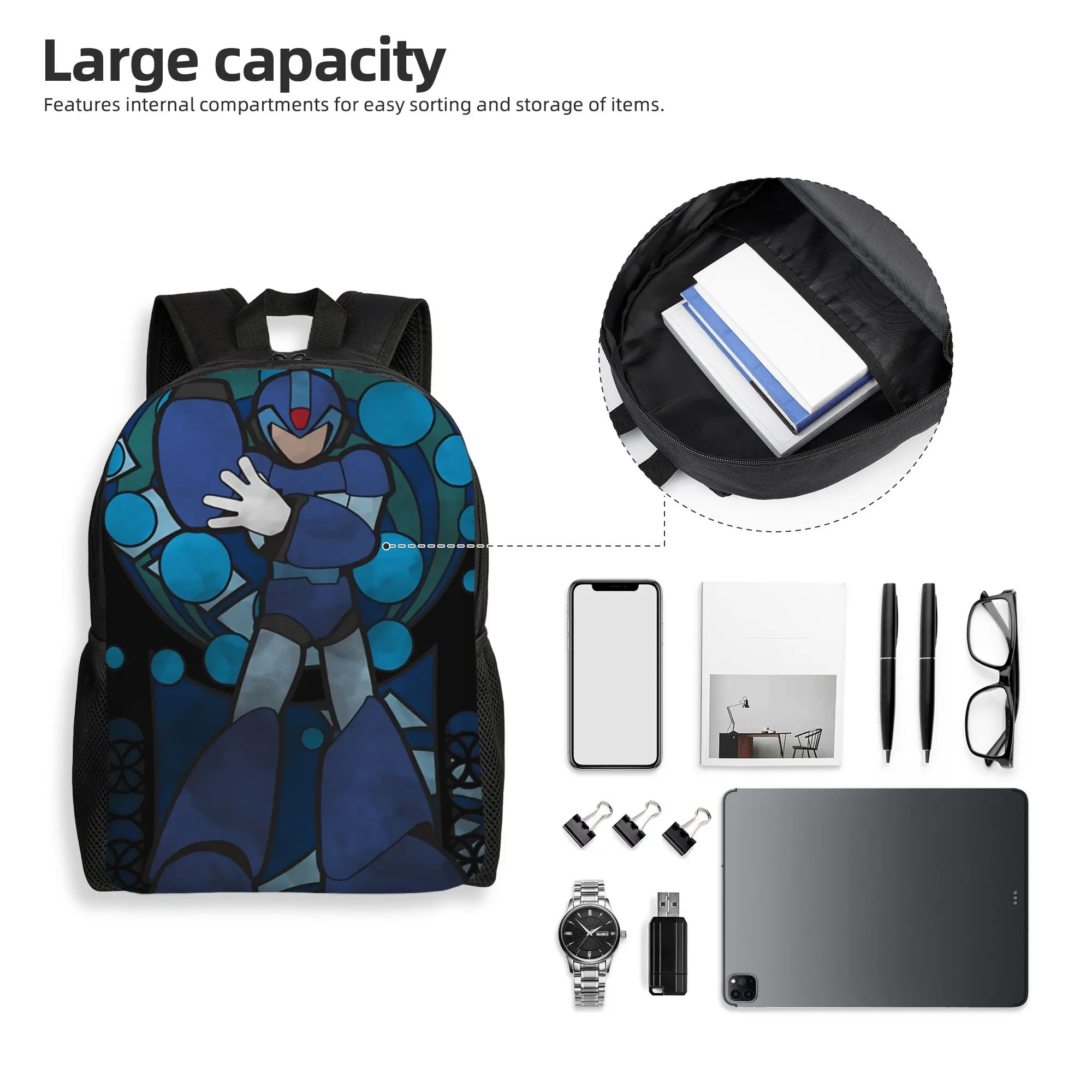 Фото Рюкзак-портфель Mega Man для колледжа, 1 шт., к началу нового учебного года №4