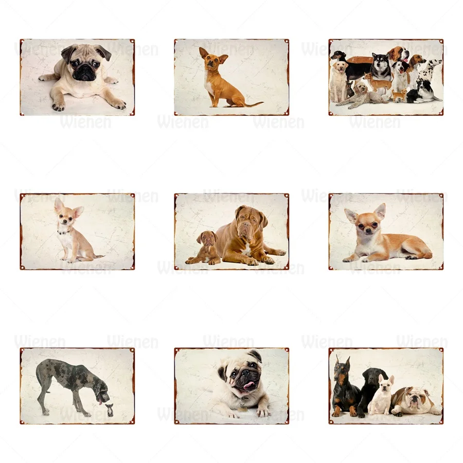 

Металлическая железная пластина, живопись в стиле ретро, простое животное, собака, Оловянная живопись, Оловянная вывеска, домашнее украшени...