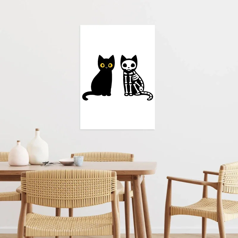 Мультфильм Прекрасный Черный Кот Картина Холст Плакат Забавные Мемы Настенная