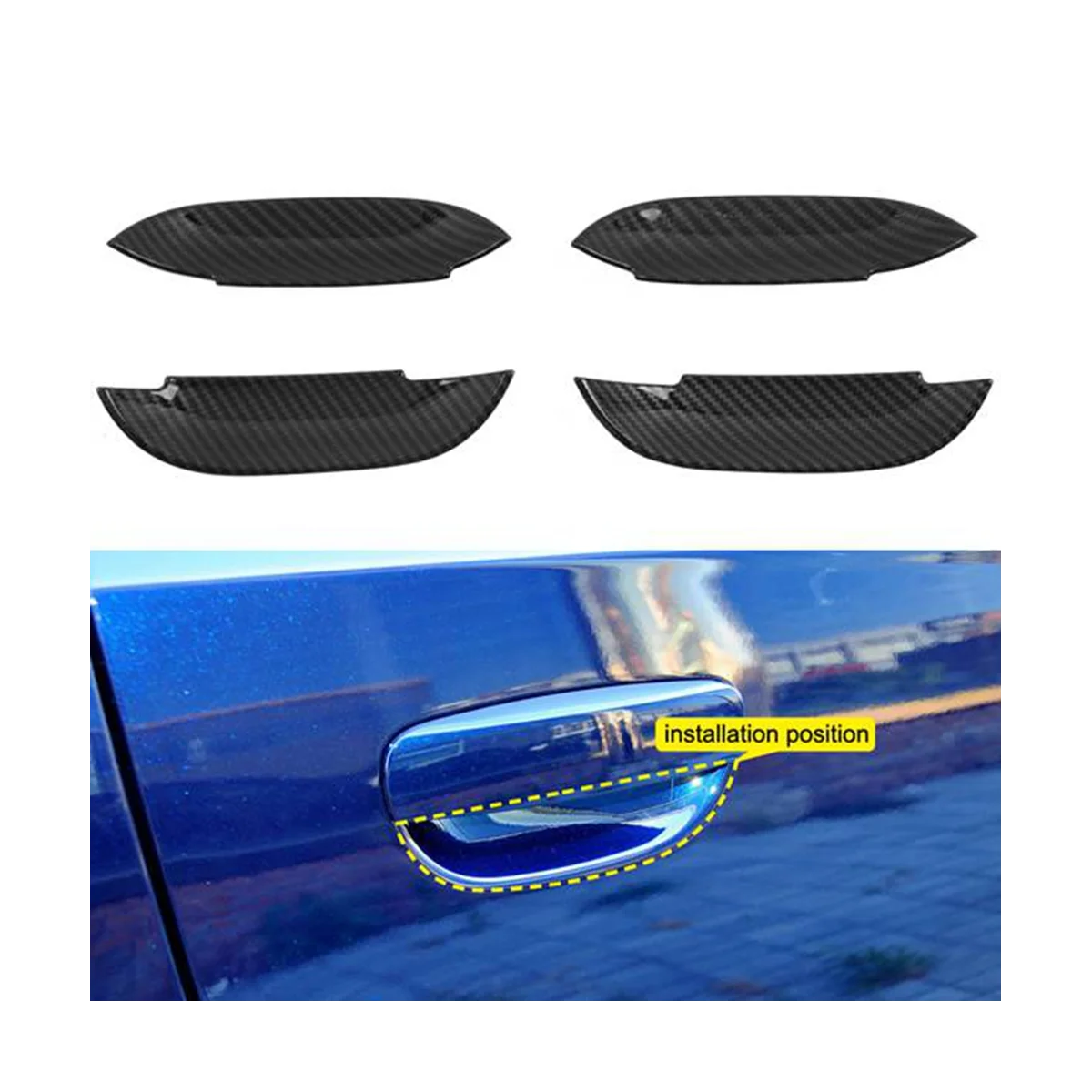 

For Dodge Charger 2015-2020 Car ABS Carbon Fiber Exterior Door Handle Bowls Protector Cover Trim Molding