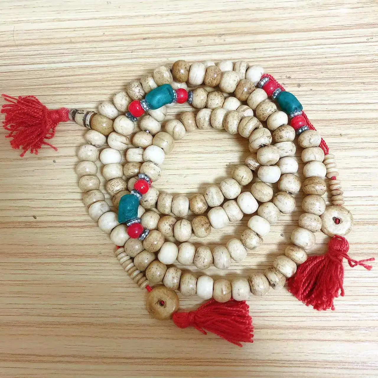 

ML215 Tibetan Origin Yak Bone Beads 108 Mala Rosary 10mm*8mm Beads Prayer Necklace