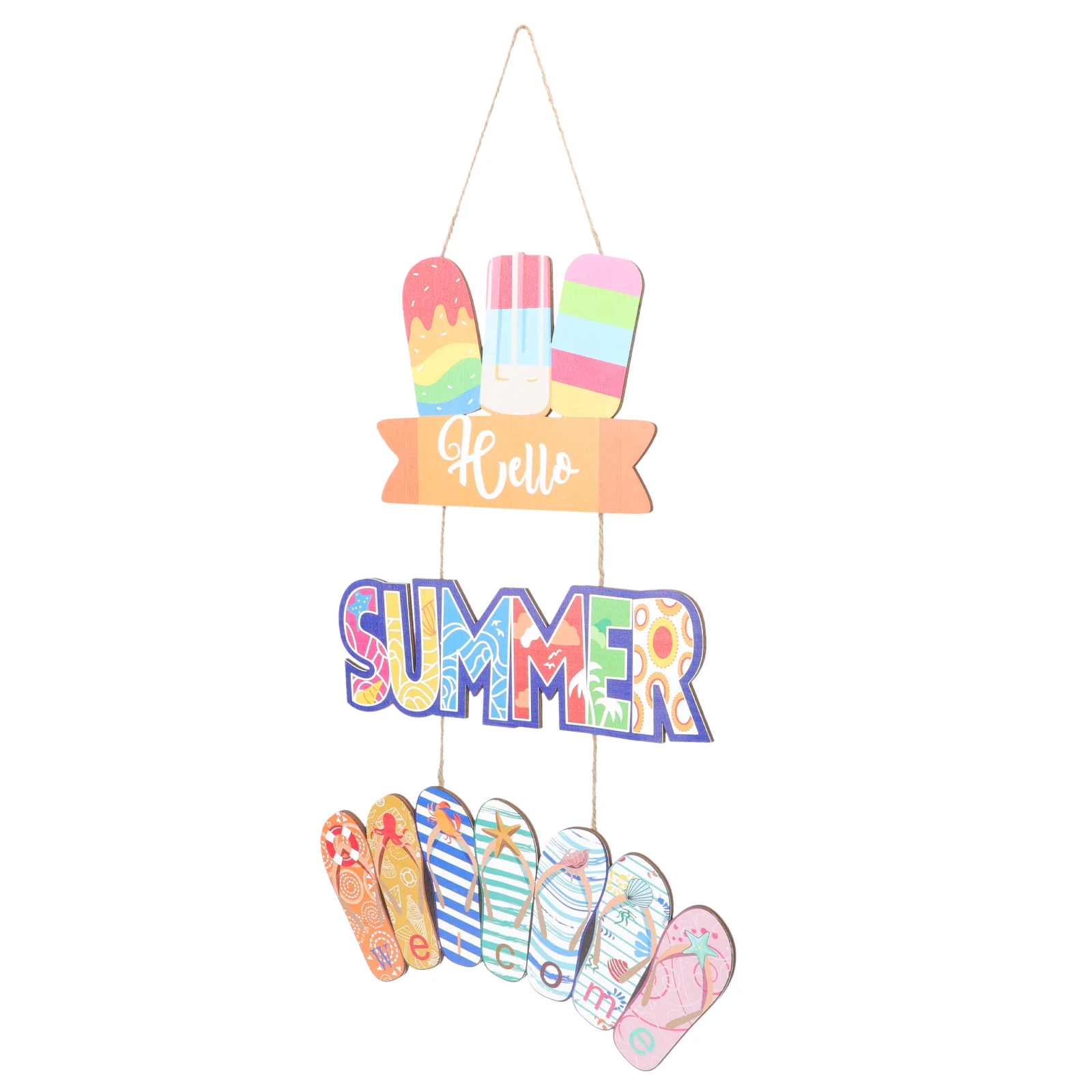 

Welcome Summer Wood Ice Cream Door Hanger House Ornaments Womens Line Dresses Novel Decor Midi Decorations Hanging