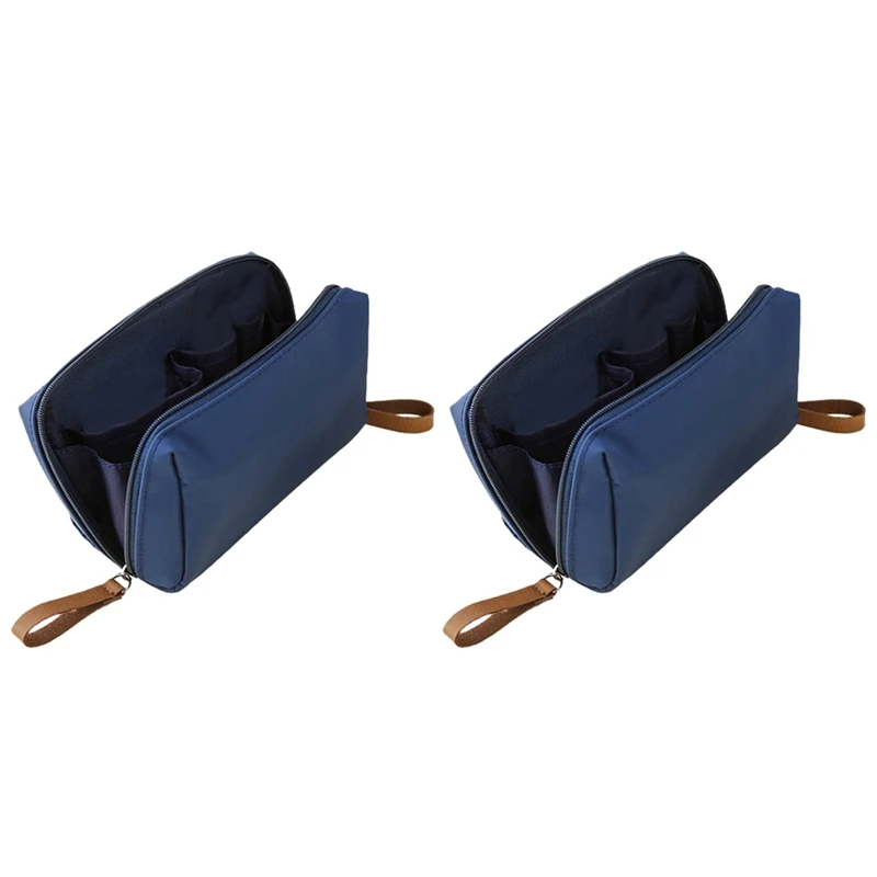 

Hot Kf-2 Pcs Solid Cosmetic Bag Women Makeup Bag Pouch Toiletry Bag Waterproof Makeup Organizer Case Blue