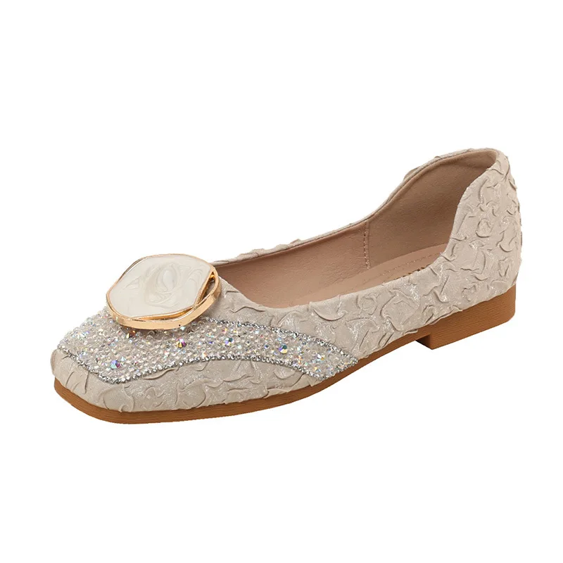 

Tods Women's 2022 Spring Flat Shoes Wanwan Lei Style Women's Single-Layer Shoes with Diamonds